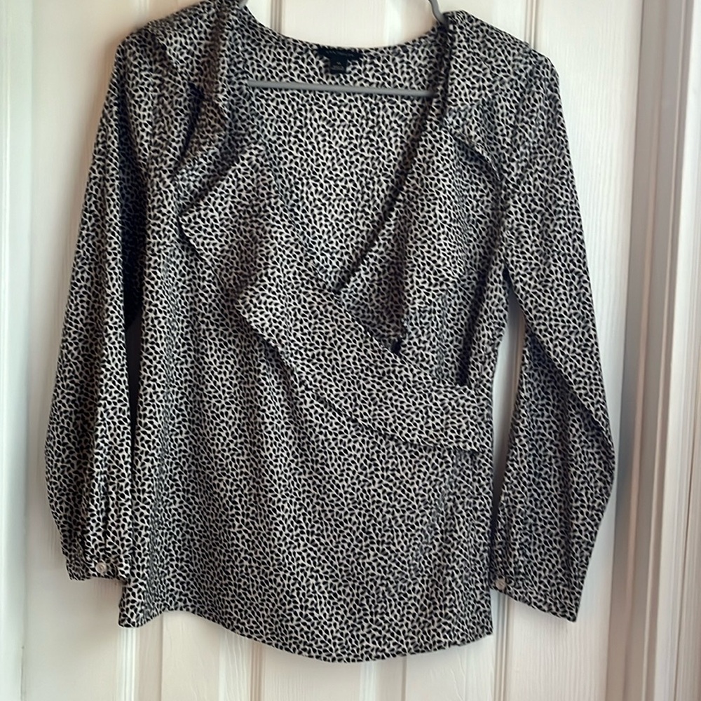 Faux wrap ruffle front top